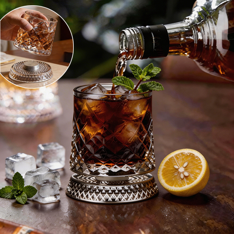 Wine Beer Drink - 280ml Rotate Whiskey Glasses with Glass
