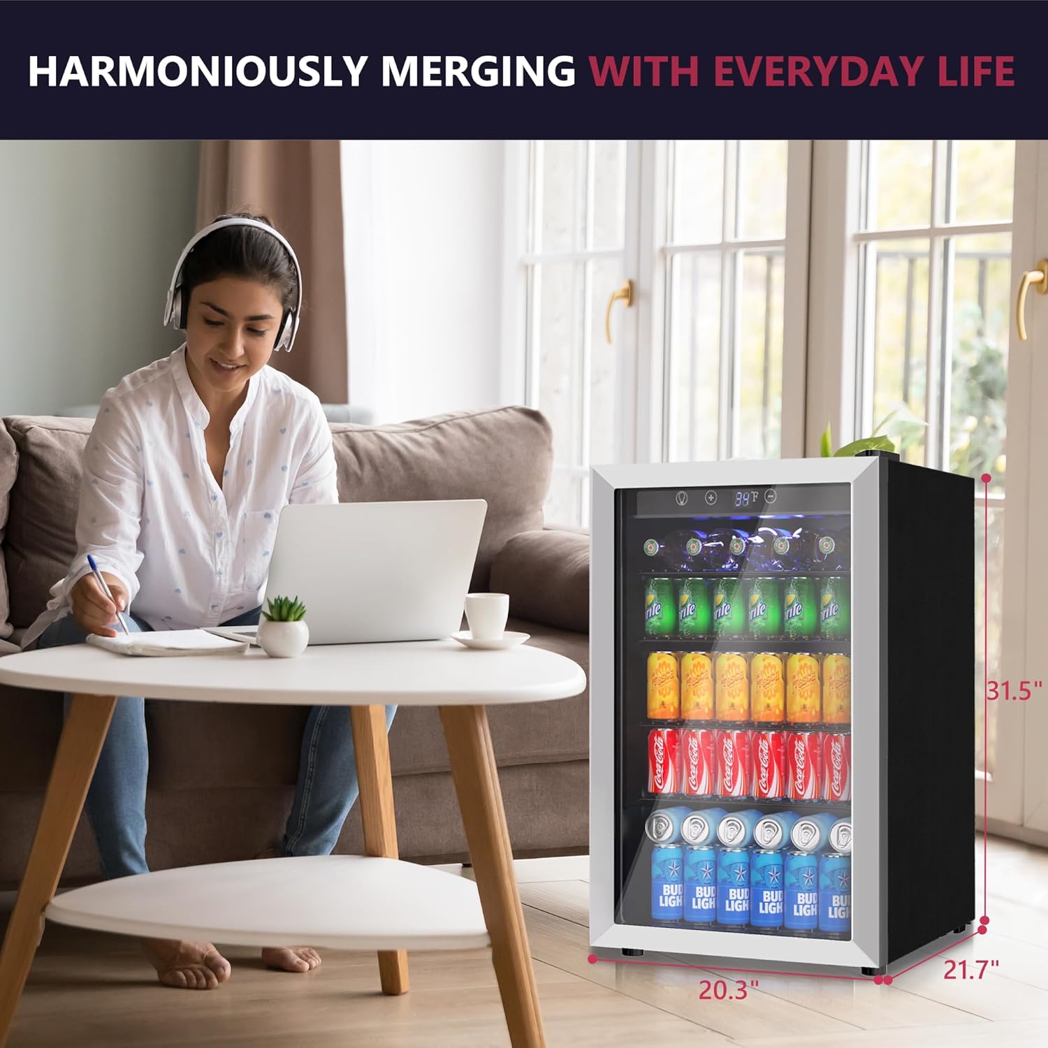 Wine Beer Mini Fridge - 4.5 Cu.ft Beverage Cooler, 145-Can Mini