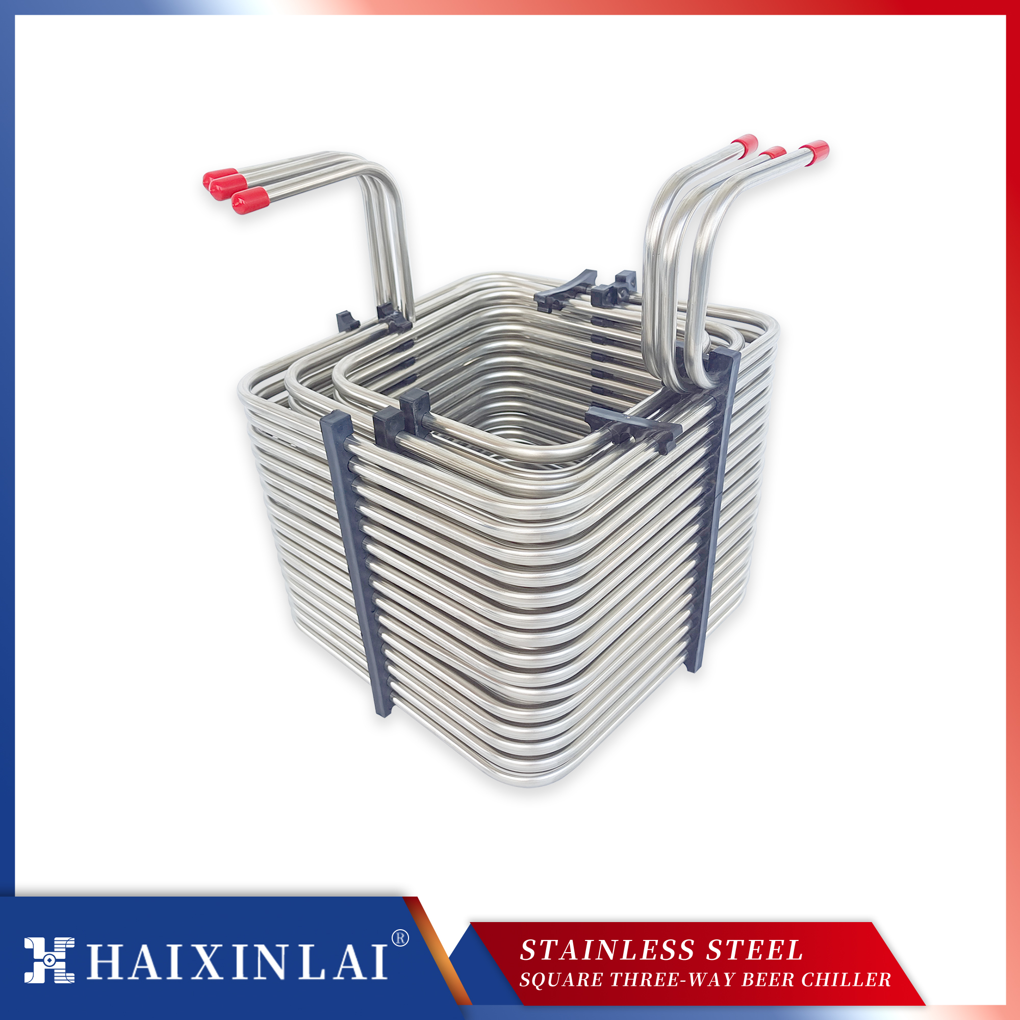 Wine Beer Holder - 3-way square stainless steel cooling coil,