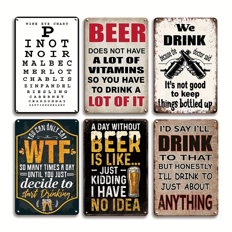 1Pc Vintage 2D Flat Funny Beer - Beer And Wine Quote recension och pris
