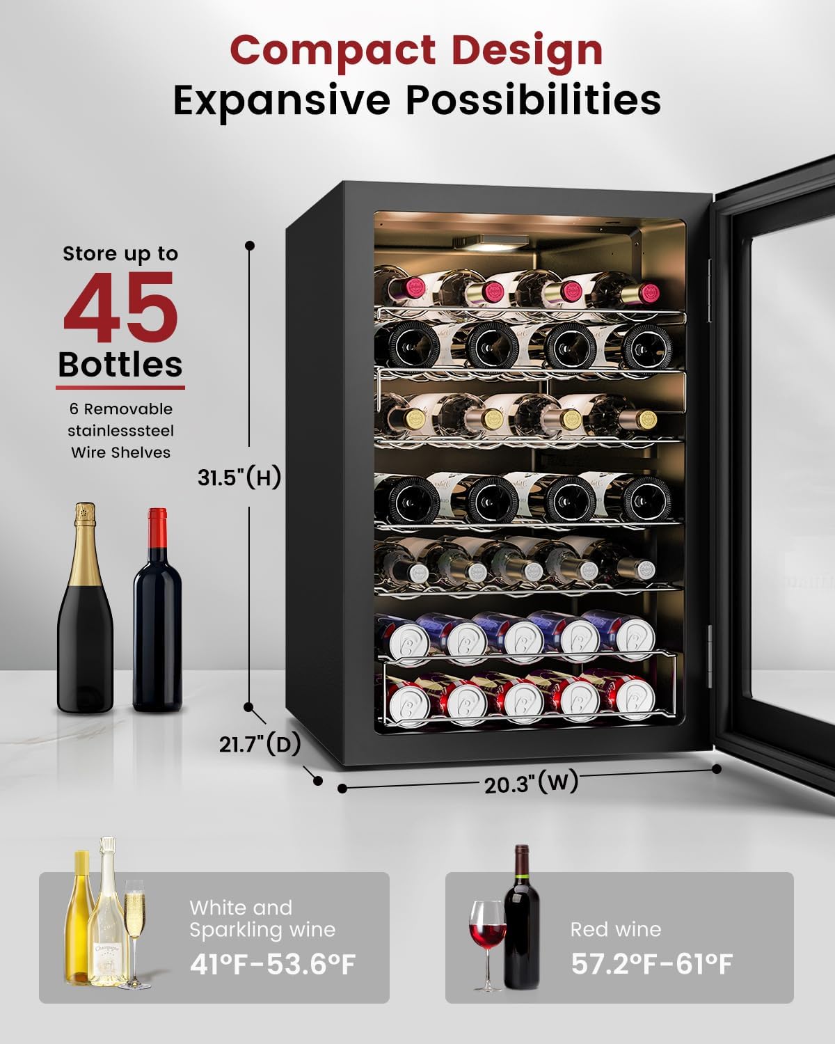 Wine Cooler Refrigerator - 45  - Wine Beer Fridge Small recension och pris