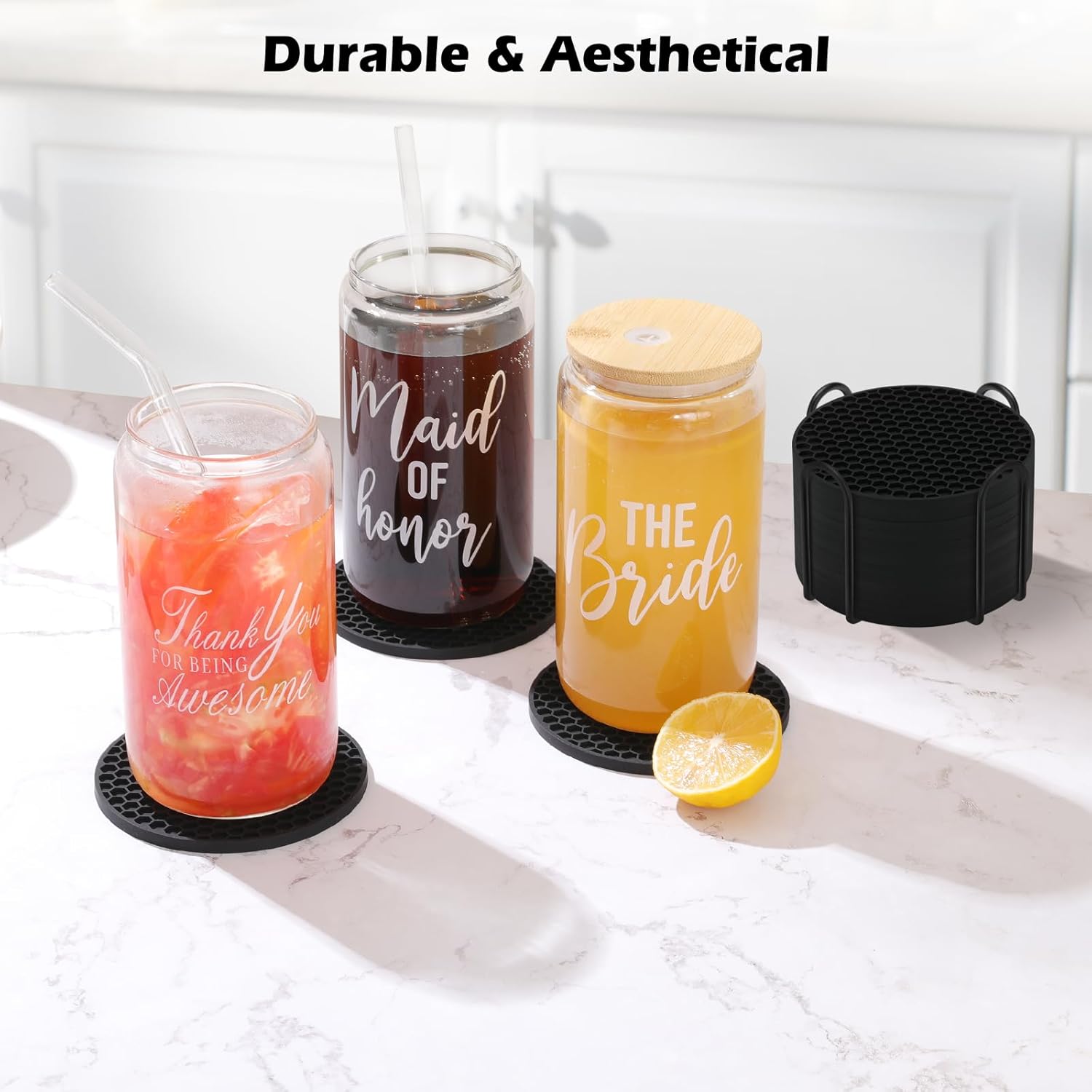 Silicone Coasters Set with Hol - Wine Beer And Liquor recension och pris