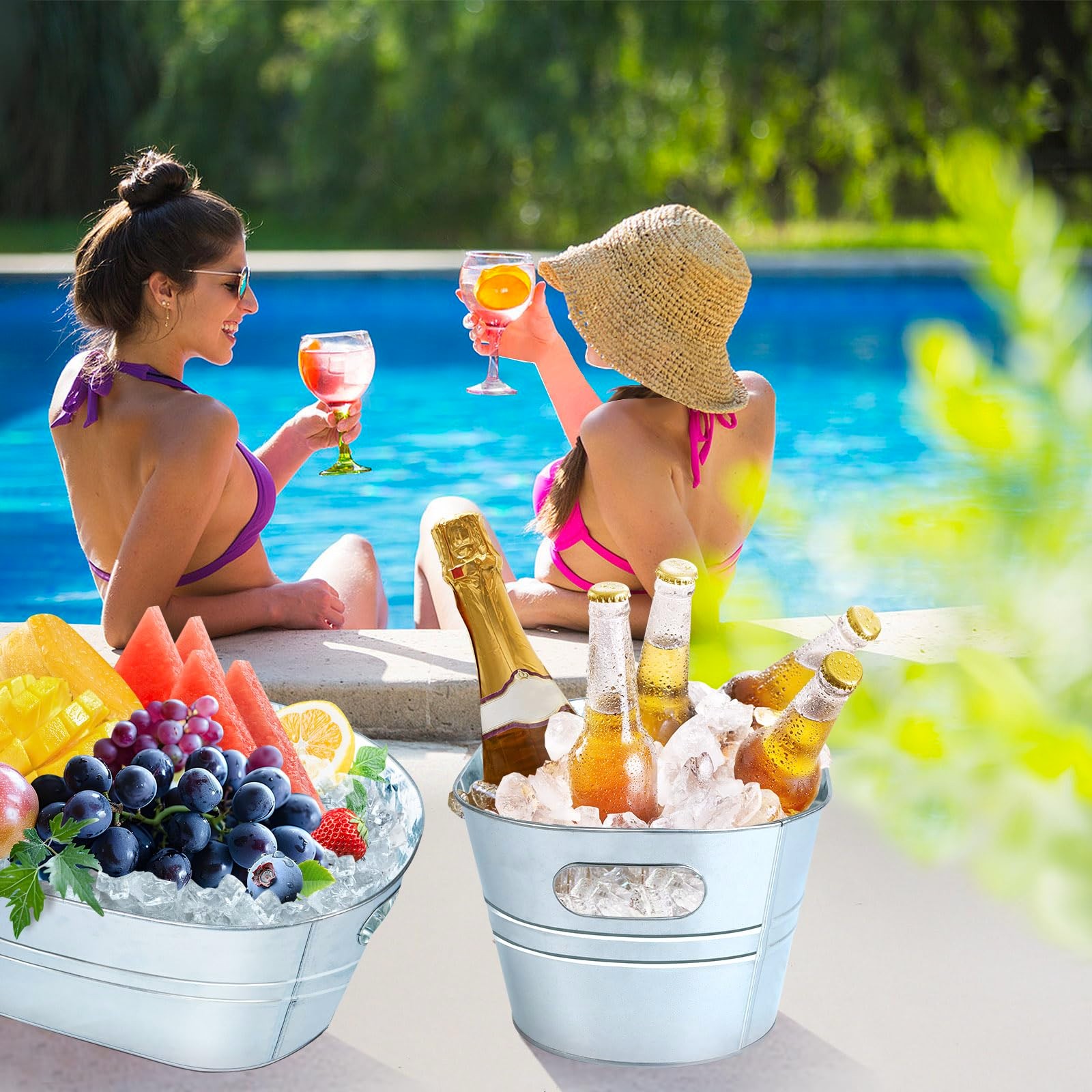 Galvanized Metal Ice Buckets W - Wine Beer Holder recension och pris