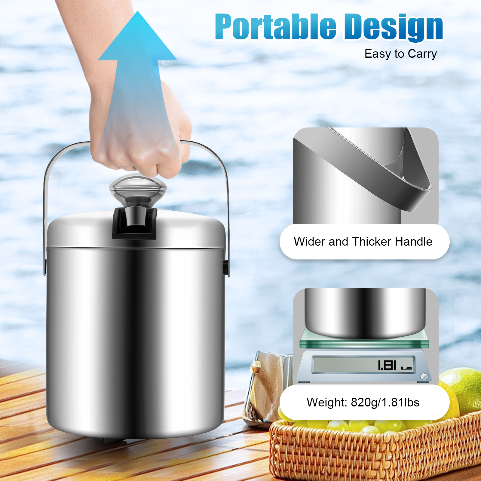 1.3L Portable Double-Walled Ic - Wine Beer Combination recension och pris