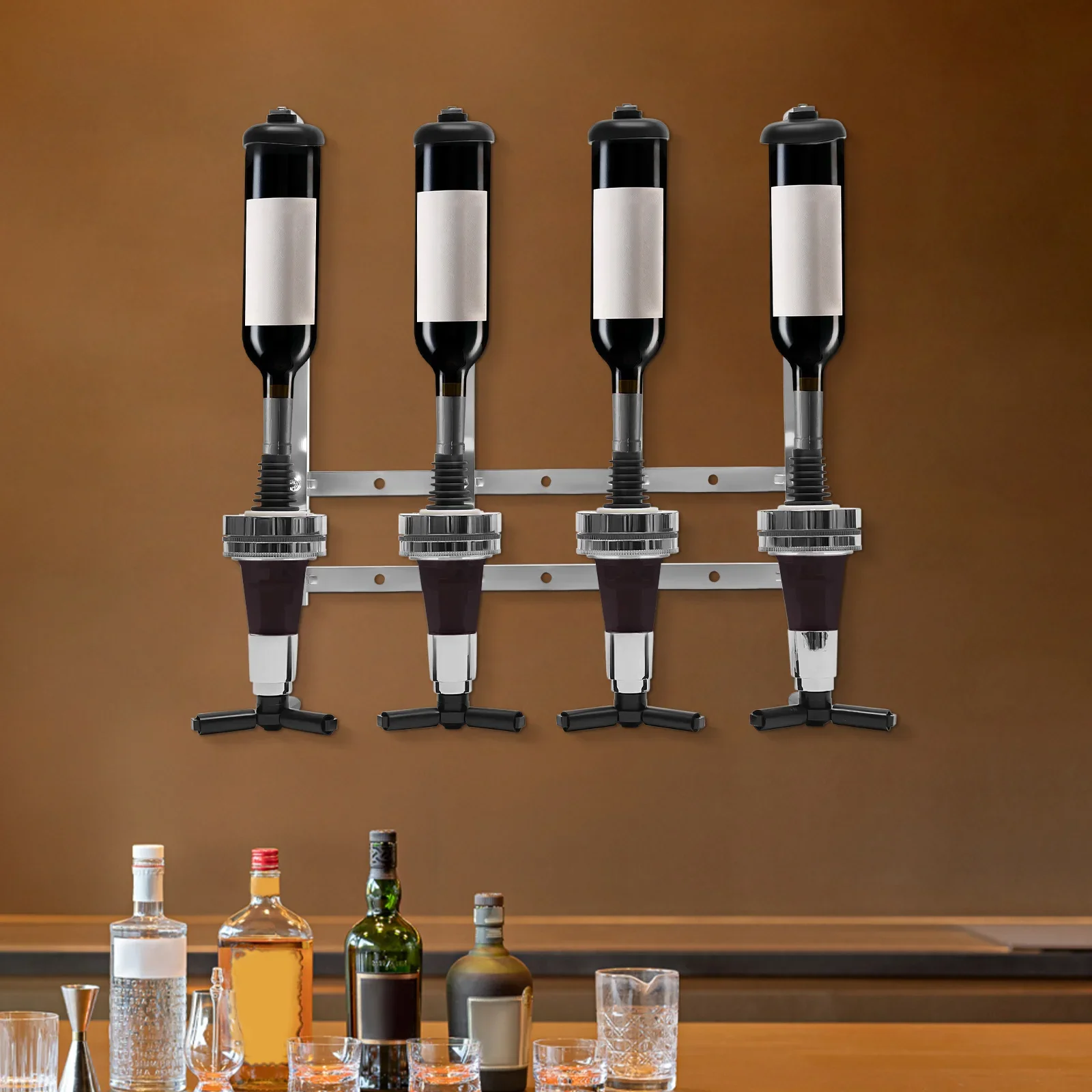 4-Bottle Wall Mount Liquor Dis - Wine Beer Holder recension och pris