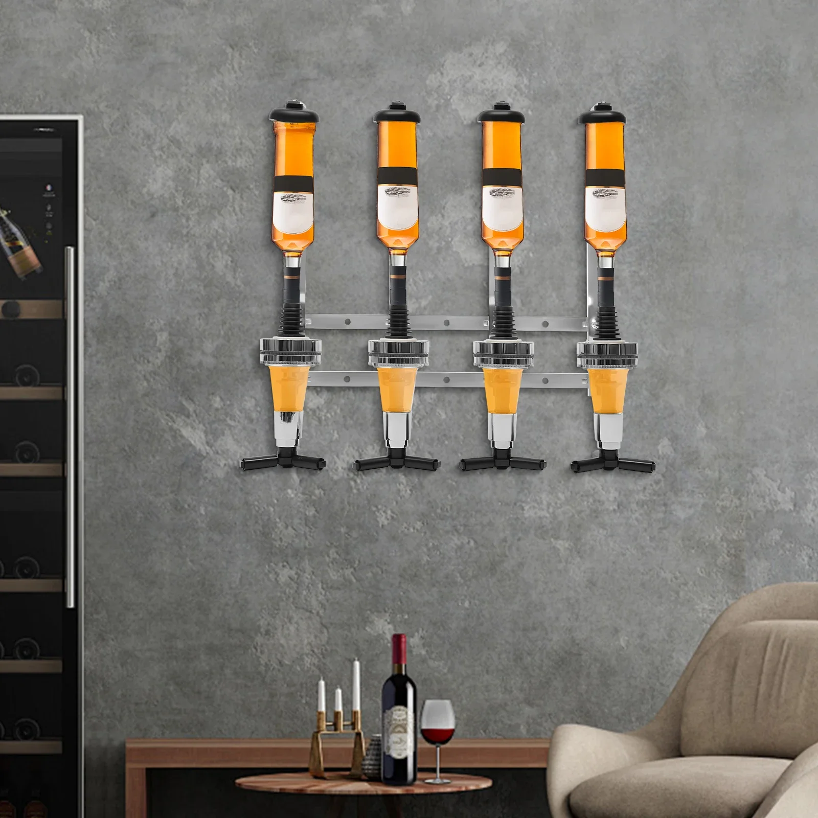 4-Bottle Wall Mount Liquor Dis - Wine Beer Holder recension och pris